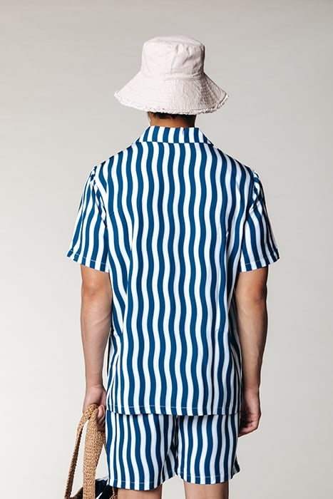 EZRA WAVY STRIPES SHORT SLEEVE SHIRT DEEP PETROL 2