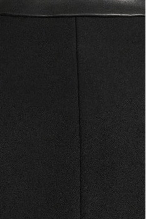 MANTEAU DROIT EN LAINE MÉLANGÉE ET COL EN CUIR BLACK 5