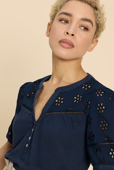 BELLA BRODERIE MIX TOP FRENCH NAVY 5