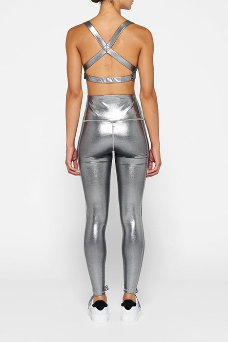 SHINY YOGA LEGGINGS SILVER 2