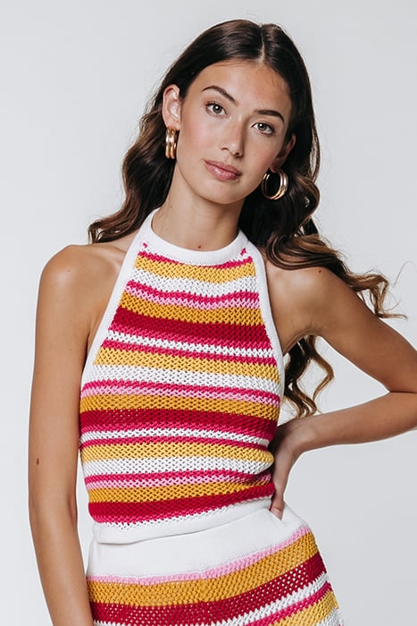NICKY CROCHET STRIPE HALTER TOP MULTICOLOR 1