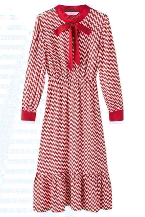 DR BRIDGET TIE NECK DRESS CHERRY 4