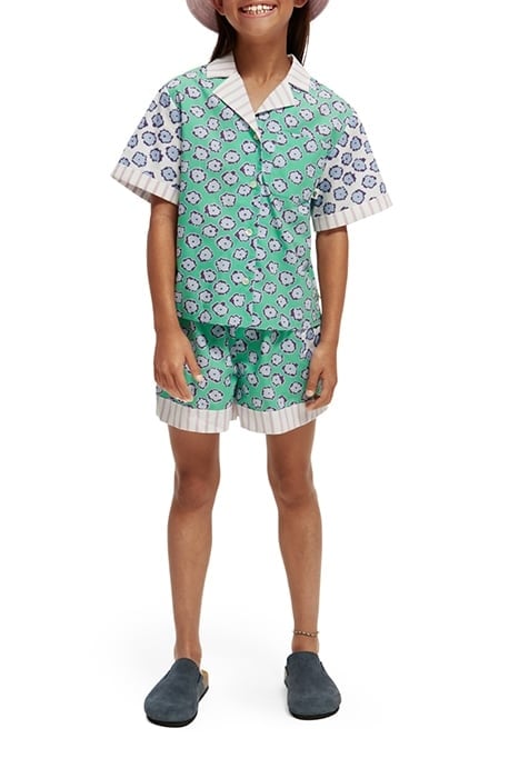 GIRLS MIXED ALL-OVER PRINTED WIDE-LEG SHORTS POPPY FIELD PAT 3