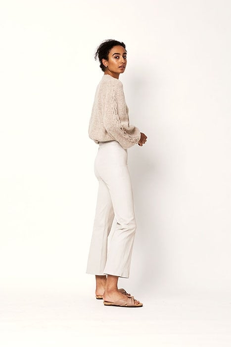 TYSON FLARE LEATHER PANTS SANDSHELL 3