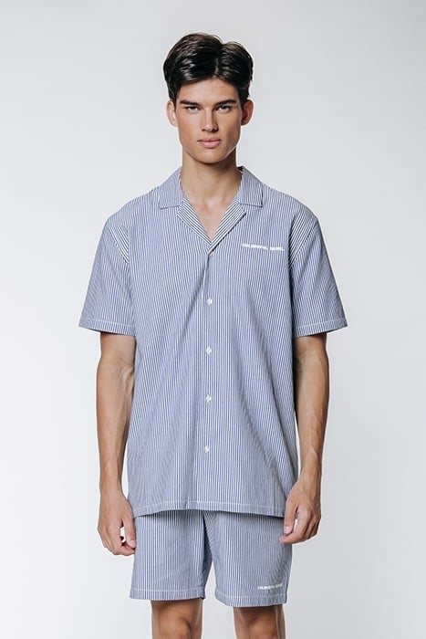 EZRA BOULEVARD STRIPES SHORT SLEEVE SHIRT WHITE/BLUE 1