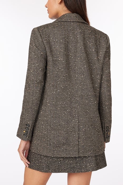 SEQUIN HERRINGBONE BLAZER BLACK W/ GOLD 2