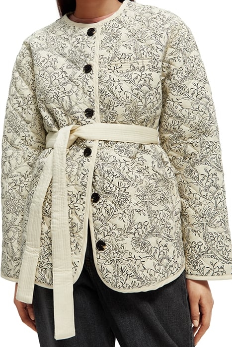 QUILTED BELTED JACKET IN ORGANIC COTTON COMBO M 6