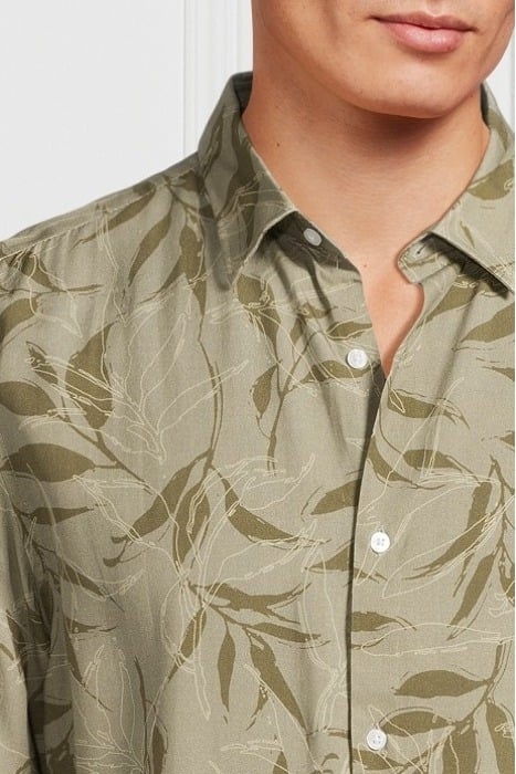 BENNY NEW COLLAR PAU OLIVE MACROLEAF CASUAL SHIRT PRINT 4