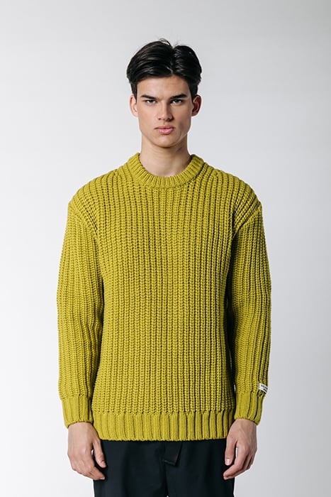 DEAN GARMENT DYE RIB KNIT SWEATER DARK LIME GREEN 1