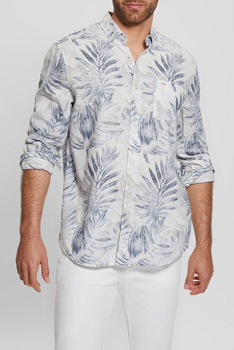 GUESS ECO LS COLLINS AOP SHIRT BLUE FOLIAGE 1