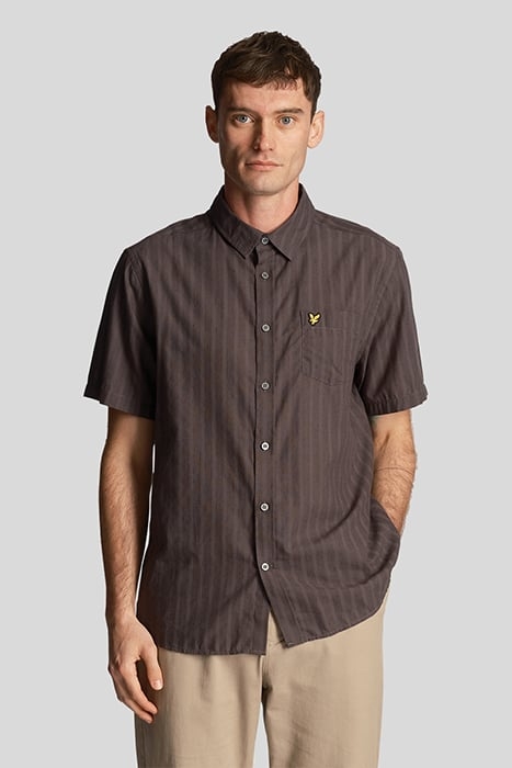 TEXTURED STRIPE SHORT SLEEVE SHIRT GUNMETAL 1