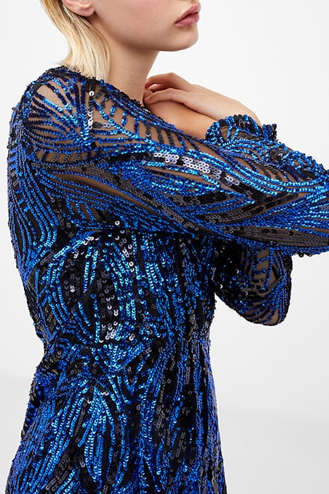 DENIZ EMBELLISHED LS MINI DRES BLUE 3