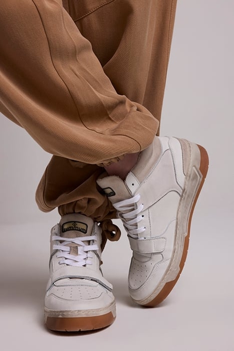 SNEAKER DIRTY LOOK WITH LACES AND 1 STRIP VELCRO IVORY 2