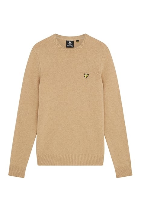 CREW NECK LAMBSWOOL BLEND JUMPER TAN MARL 3