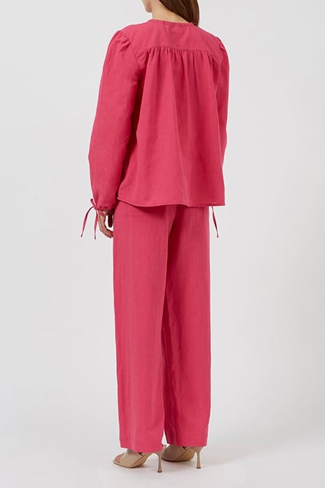 SPRING LINEN MIX POP OVR BLOUS RED 3