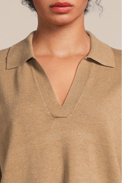 POLO SWEATER SOFT VISCOSE POLYAMIDE KNIT DESERT 4