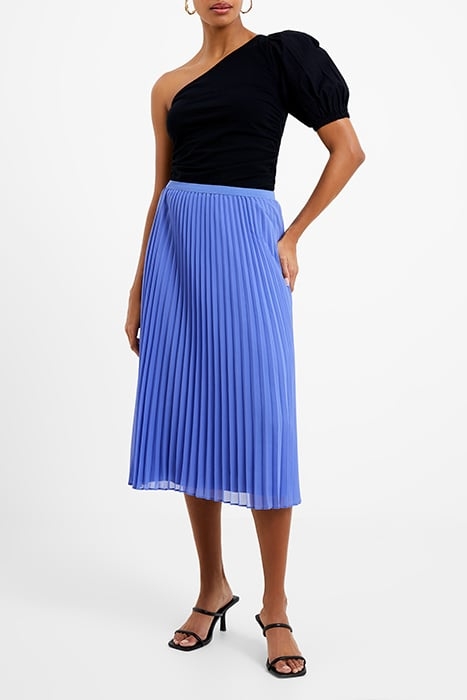 PLEATED SOLID MIDI SKIRT BAJA BLUE 2