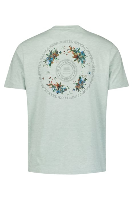 T-SHIRT CREWNECK MELANGE GARMENT DYED PLACED PRINT MINT 5