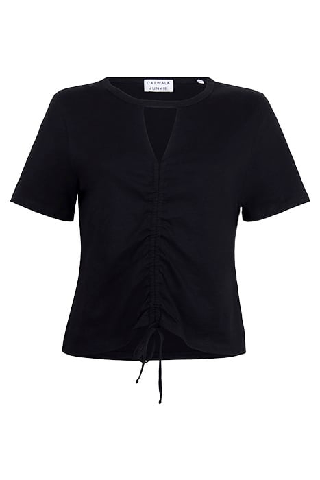 STRAP DETAIL RELAXED FIT TEE BLACK 1