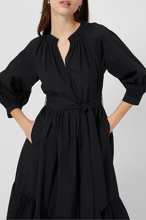 CRISP COTTON LS BELTED MIDI DR BLACK 3