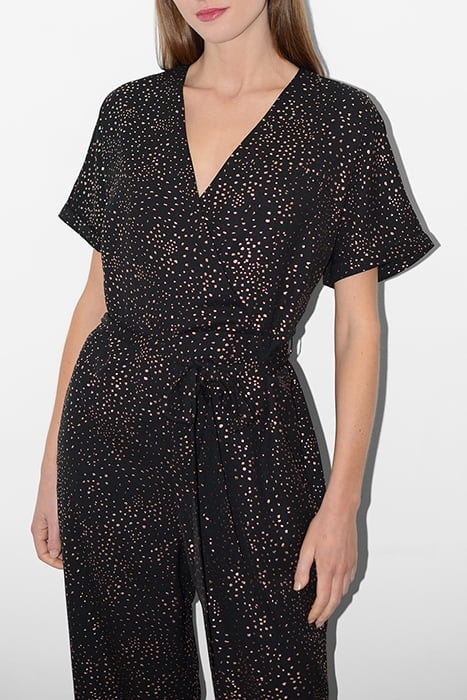 SPECKLE FOIL SS WRAP JMPSUIT BLACK 3