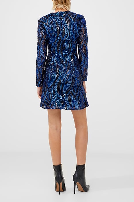 DENIZ EMBELLISHED LS MINI DRES BLUE 2