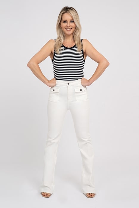 BELLA POCKETS FLARED WHITE JEANS STAR WHITE 1
