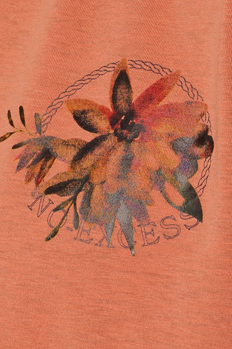 T-SHIRT V-NECK MELANGE GARMENT DYED PLACED PRINT MELON 7