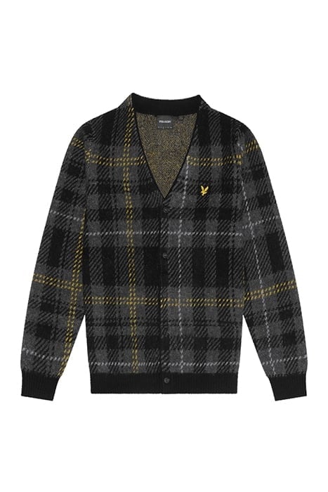 BRUSHED TARTAN CARDIGAN JET BLACK 4