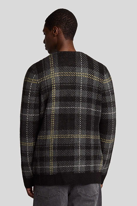 BRUSHED TARTAN CARDIGAN JET BLACK 2