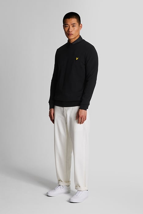 COTTON CREW NECK JUMPER JET BLACK 3