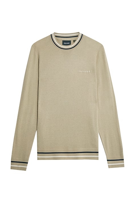 EMBROIDERED TIPPED CREW NECK JUMPER SAGE UNIFORM 4