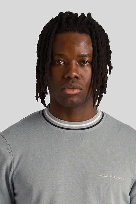 TIPPED CREW NECK JUMPER SLATE BLUE 4