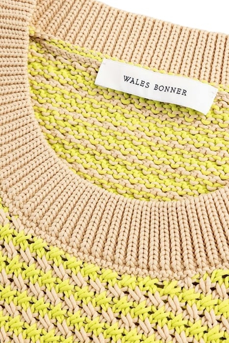 WALES BONNER – UNITY SWEATER VEST LIME/BEIGE 5