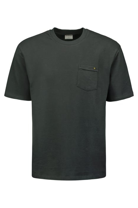 T-SHIRT CREWNECK SOLID JACQUARD SLUB DARK STEEL 4