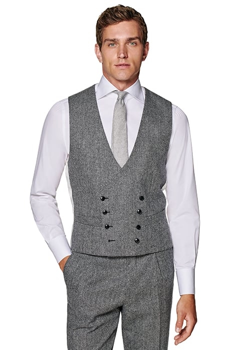 MID GREY HERRINGBONE THREE-PIECE TAILORED FIT HAVANA SUIT MI 2