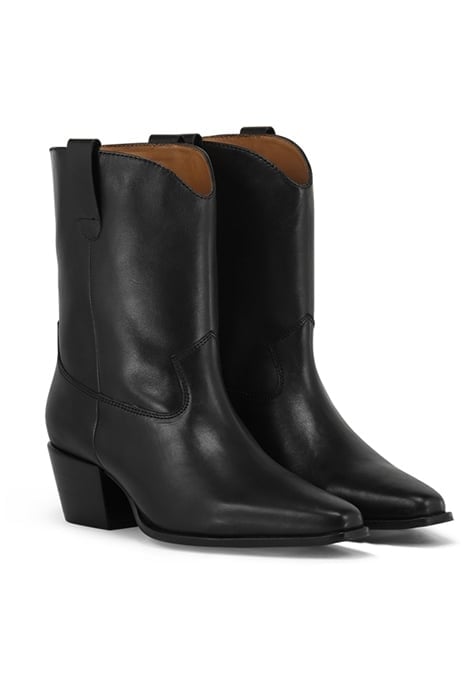 LEATHER SHORT BOOTS BLACK 1