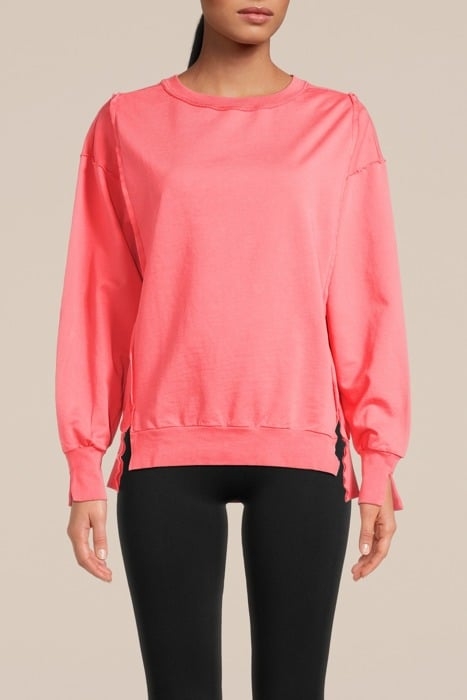 SWEAT TOP LONG SLEEVE GARMENT DYED SWEATER BRIGHT CORAL 1