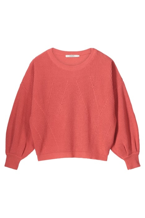 BALLOON SLEEVE SWEATER ACRYLIC KNIT BRIGHT CORAL 4