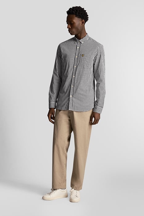 LS SLIM FIT GINGHAM SHIRT NAVY/WHITE 3