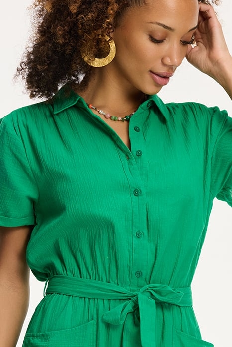 LADIES FREYA MOUSSELINE WAFFLE JUMPSUIT BASIL GREEN 8