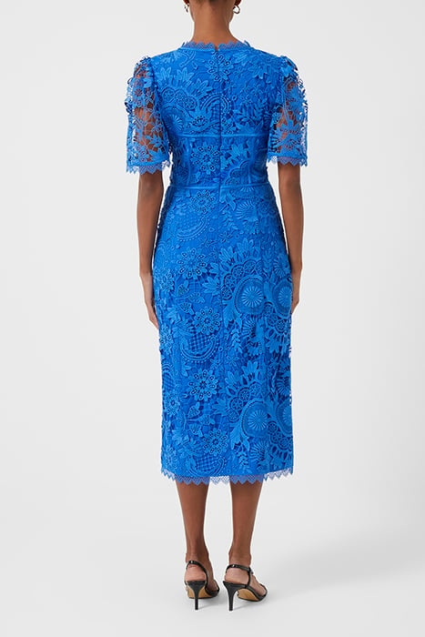 FAYE HEATHER LACE MIDI DRESS BLUE 2