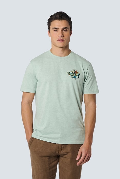 T-SHIRT CREWNECK MELANGE GARMENT DYED PLACED PRINT MINT 1