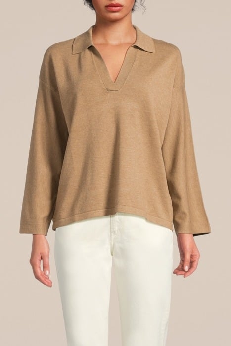 POLO SWEATER SOFT VISCOSE POLYAMIDE KNIT DESERT 1