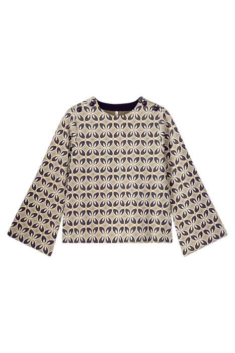 TOP LONG SLEEVE ORNAMENTAL JACQUARD SOFT CAMEL 3