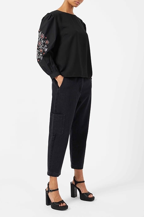 FERNE CREPE LS BOAT NK TOP BLACK 3