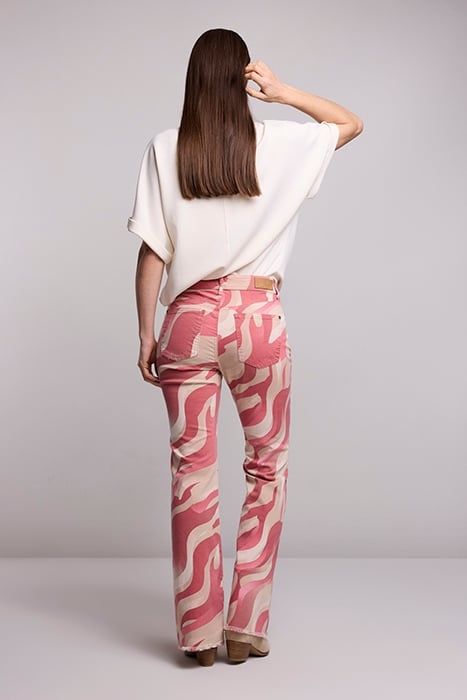FLARED PANTS FANCY PRINTED TWILL BRIGHT CORAL 2