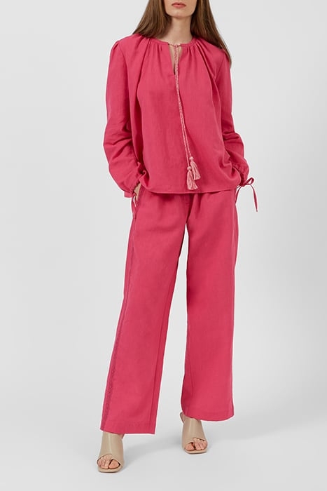 SPRING LINEN MIX POP OVR BLOUS RED 2