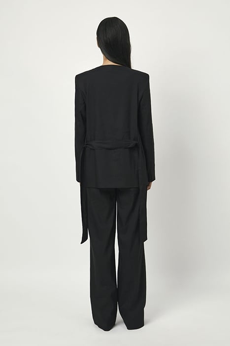 SERA BELTED LINEN BLAZER RAVEN 3