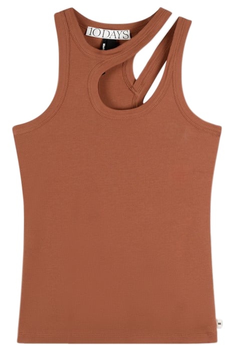 CUT OUT TANK TOP RIB SADDLE BROWN 3